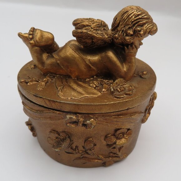 Angel Cherub Trinket Box Vintage - Picture 1 of 11